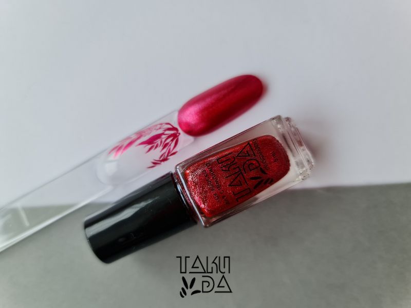 Лак-фарба для стемпінгу TAKI DA 063 (5ml) Рожево-червоний (перламутр хром) р4042 фото