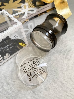 Прозорий штамп Taki Da ERGO Stamp Чорний пластик 3,8 см зі скребком та з'ємним дном  4253 фото